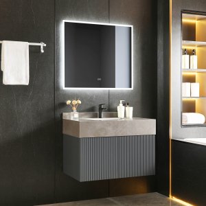 Badrumspaket | Tålig sintrad sten | LED-spegel | Cirrus Grey Badrumspaket | Tålig sintrad sten | LED-spegel | Cirrus Grey