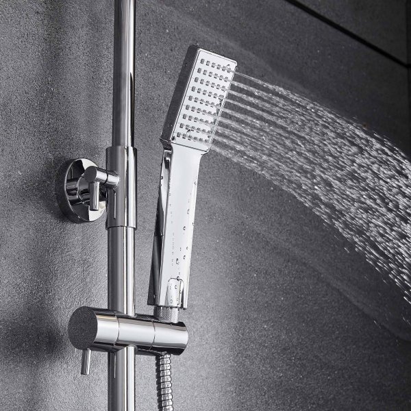 Komplett takduschset med handdusch | Hgblankt rostfritt stl
