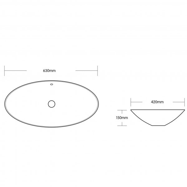 Ovalt handfat 63x42cm | Lyxig, rundad design | Överfyllnadsskydd Ovalt handfat 63x42cm | Lyxig, rundad design | Överfyllnadsskydd
