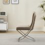 Matstol i beige sammet med kromat underrede, 2-pack | Luxury