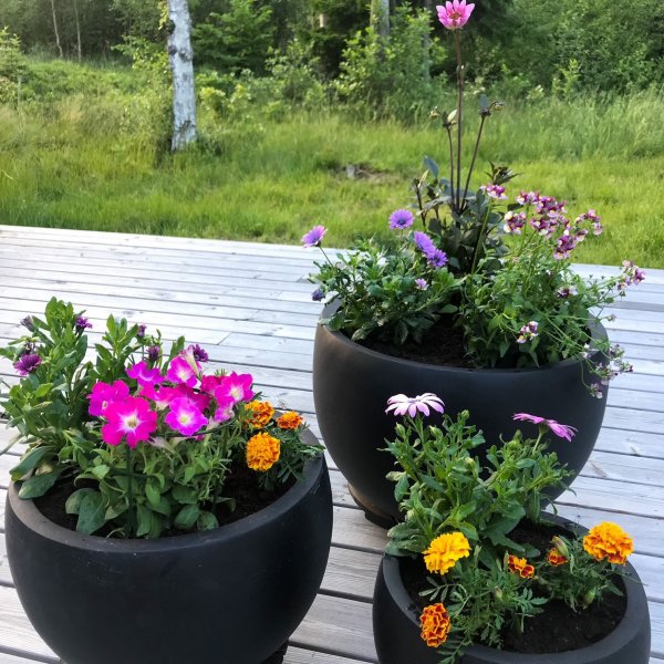 Fiberarmerade utekrukor | 3-pack | Granitsvart