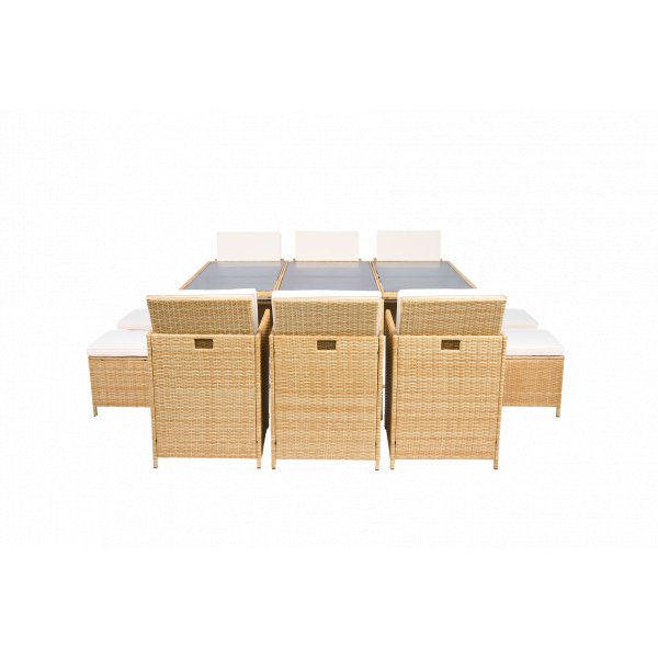 Matgrupp/Utegrupp 10 platser | 6 Stolar & 4 Pallar | Sk�rhamn beige