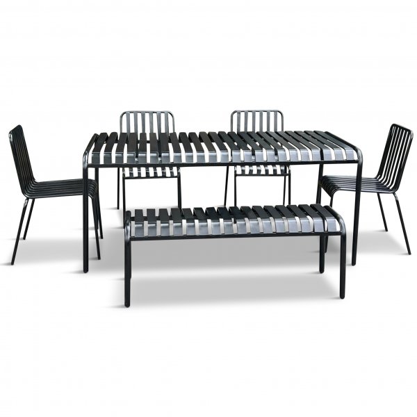 Underhållsfri matgrupp | Utemöbler i galvaniserat stål | Bergvik Svart Underhållsfri matgrupp | Utemöbler i galvaniserat stål | Bergvik Svart