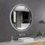 Rund badrumsspegel 80x80 | Svart ram | LED-belysning | Anti-fog & touch-styrning
