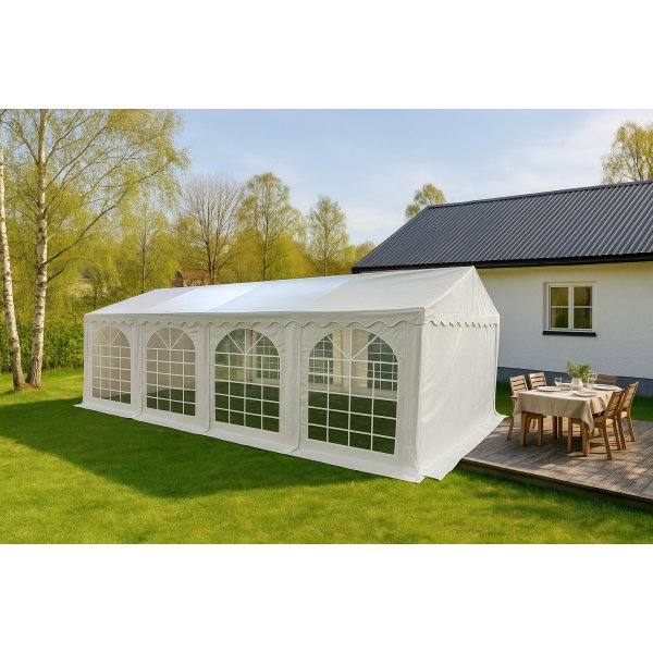 Partyt�lt 4x8 m | Galvaniserad st�l st�llning | Vit