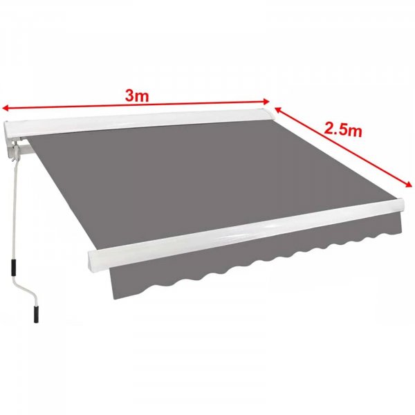 Halvkassettmarkis 3x2,5 m | Mrkgr ram & ljusgrtt tyg | Metalcraft