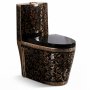 Lyxig svart toalett med gulddetaljer � S-trap 300 mm WC