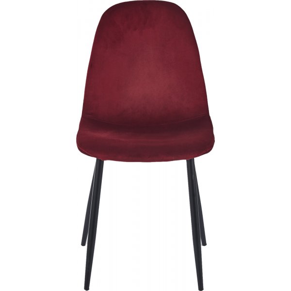 Matstolar i vinr�d sammet med svarta st�lben, 4-pack | Carisma