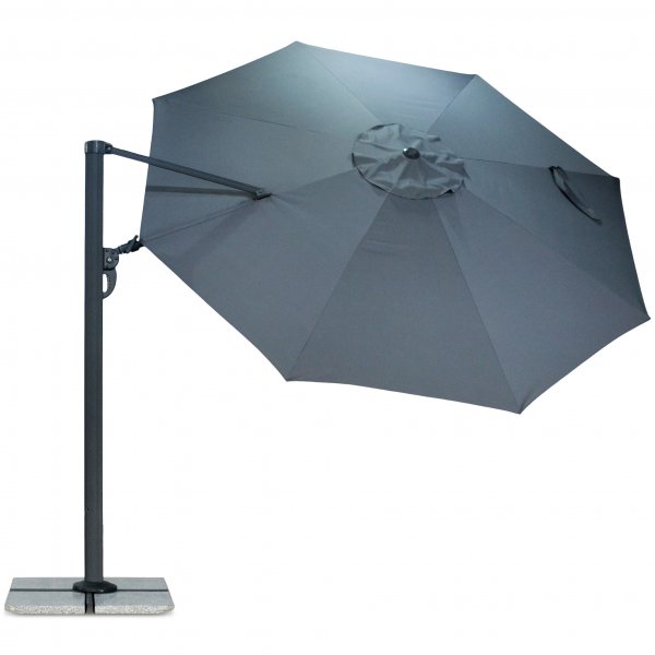 Stort premiumparasoll 4x4m med granitfot | Gr�