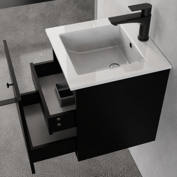 Liten kommod 40cm | Nedsnkt handfat | Vilmer svart