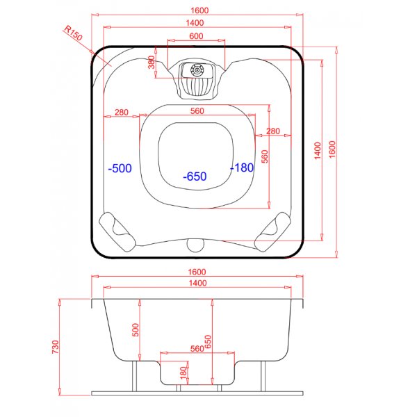 Spabad Foibe Blackline - 4 personer | Balboa VL260 | Lyfco
