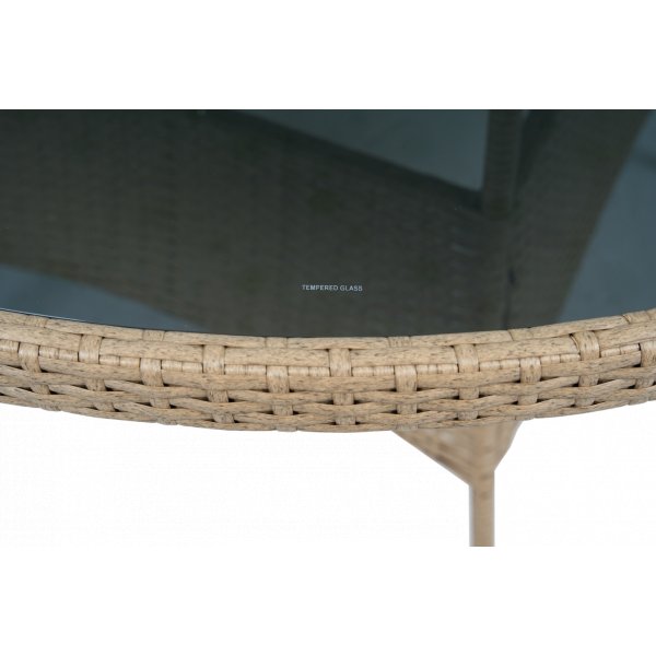 Rund matgrupp | Bord �100 cm & 4 stolar med dynor | Tyl�sand � Beige