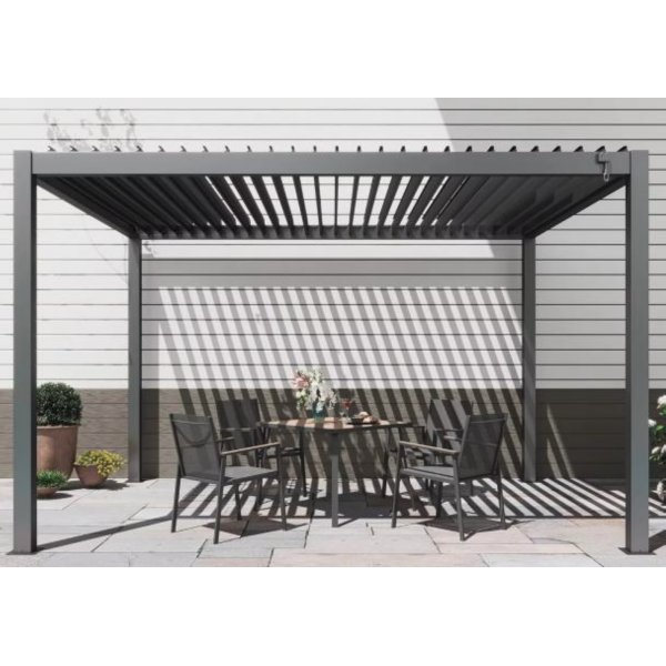 Pergola 3x3 m med lamelltak | Gr stlpergola fr uteplats