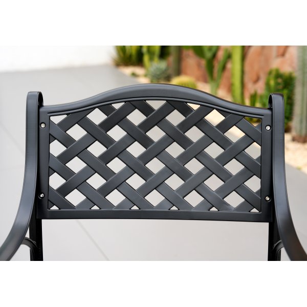 Rund matgrupp i aluminium f�r utomhusbruk | �130 cm | 6 stolar | Svart