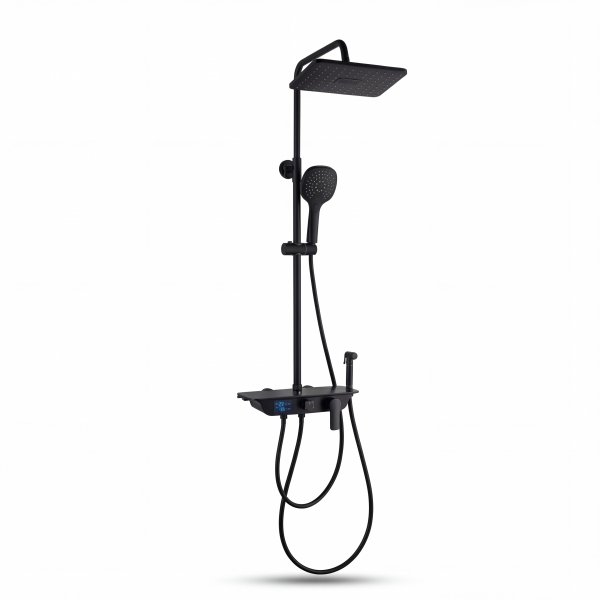 Takduschset med LED-display | Svart