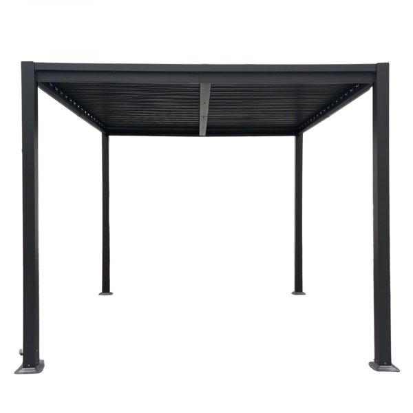 Pergola 3x3 m med lamelltak | Gr� st�lpergola f�r uteplats