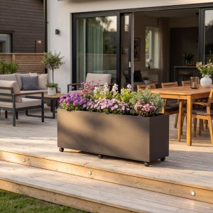 Blomlåda i stål | 120x40x60 cm | Svart | För utomhusbruk Blomlåda i stål | 120x40x60 cm | Svart | För utomhusbruk