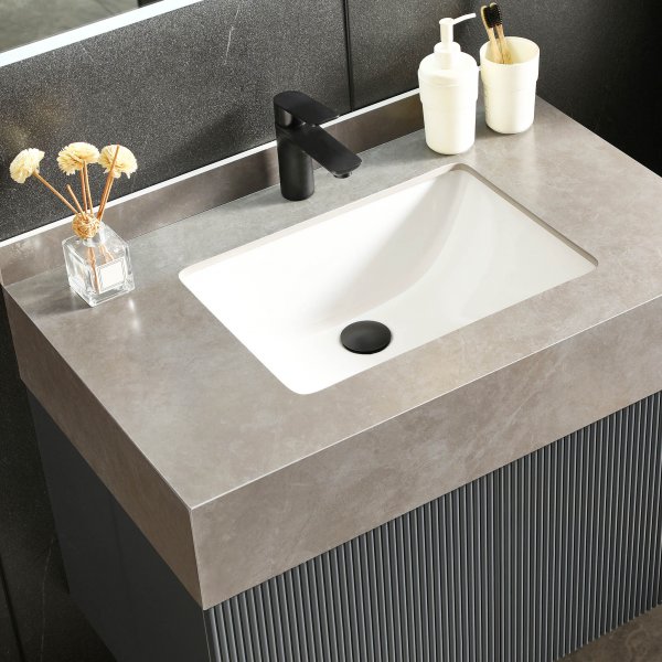 Badrumspaket | Tålig sintrad sten | LED-spegel | Cirrus Grey Badrumspaket | Tålig sintrad sten | LED-spegel | Cirrus Grey