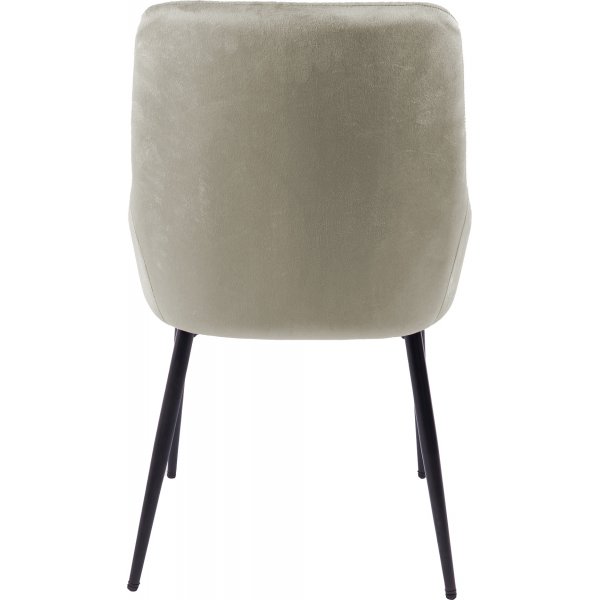 Matstolar i beige sammet med svarta metallben, 2-pack | Theo