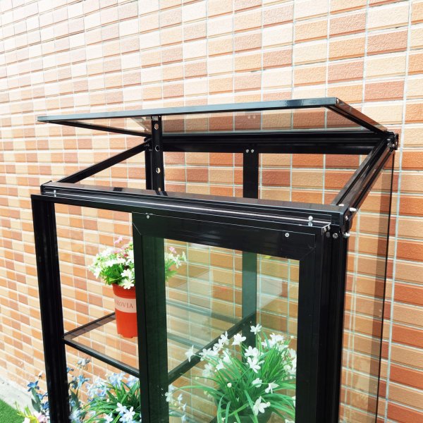 Högt miniväxthus | 4mm säkerhetsglas | Svart Högt miniväxthus | 4mm säkerhetsglas | Svart