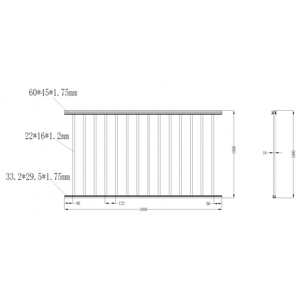 Altanstaket 180x100 cm | Pulverlackerad och robust design | Passar till Aurelius/Linius