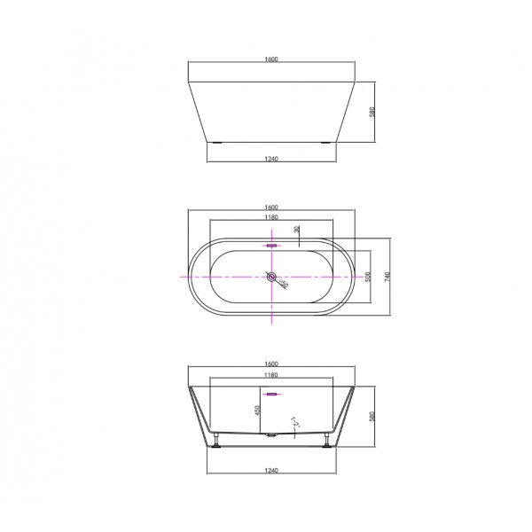Badkar 160cm | Fristående badkar i akryl | Medea Badkar 160cm | Fristående badkar i akryl | Medea