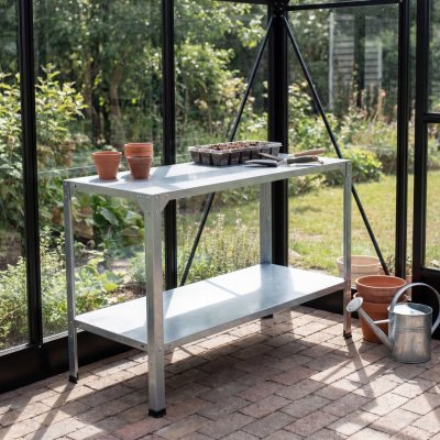 Växthusbord med 2 hyllplan  Stilrent och lättplacerat odlingsbord 115×50×80 cm