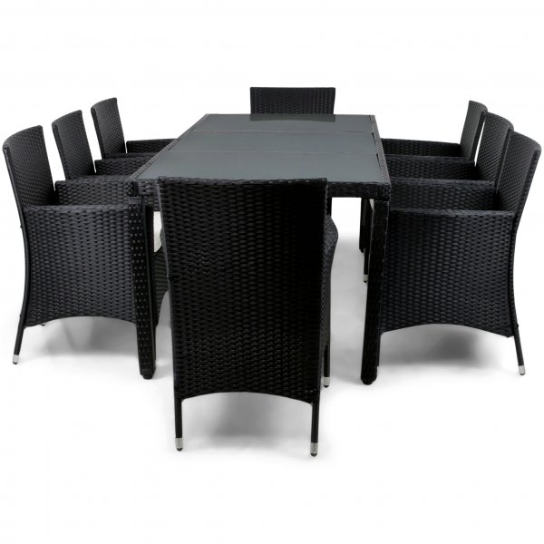 Matgrupp utemöbler med 8 stolar | Dynor ingår | Svart | Lyfco Lysekil Matgrupp utemöbler med 8 stolar | Dynor ingår | Svart | Lyfco Lysekil