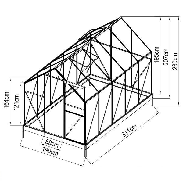 Klassiskt växthus i aluminium 5,9 m² | UV-skyddad kanalplast & bas ingår Klassiskt växthus i aluminium 5,9 m² | UV-skyddad kanalplast & bas ingår
