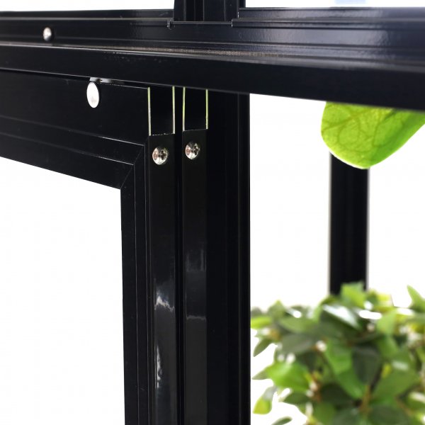 Högt miniväxthus V-tak | 4mm säkerhetsglas | Svart Högt miniväxthus V-tak | 4mm säkerhetsglas | Svart