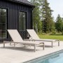 1 Solbädd i aluminium & textilene 2-pack | Justerbar solsäng för pool | Copacabana Beige