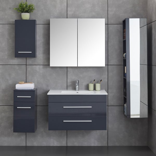 H�gsk�p badrum | 30x140cm | Badrumsm�bel i h�gblank gr�