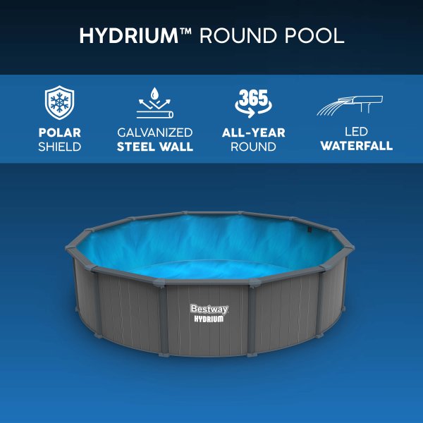 Bestway Hydrium pool ovan mark �7,32 m � 132 cm djup | St�lpool (561RP)