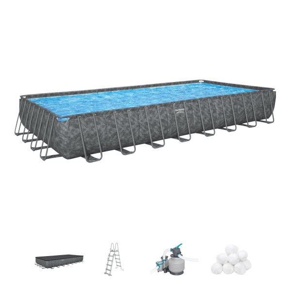 Bestway pool ovan mark 9,56x4,88m � 132cm djup | APX 365� Rektangul�r St�lpool (561KJ)