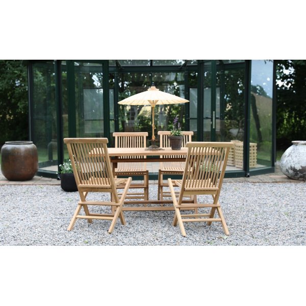 Salt utematgrupp matbord 120x70 cm med 4 st Salt matstolar - Teak
