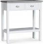 Konsolbord 73 cm i vitt med microcement, 2 lådor och förvaringshylla | Hugo Konsolbord 73 cm i vitt med microcement, 2 lådor och förvaringshylla | Hugo