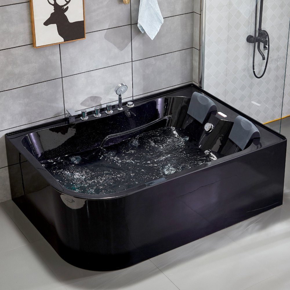 Bubbelbadkar 170x120cm | Värmare & ljusterapi | BK-008 Vänster | Bubbelbadkar för två