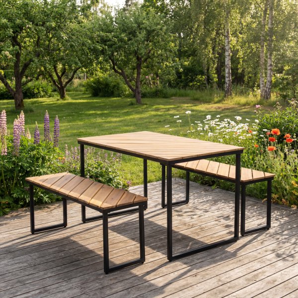 Bord med b�nkar | Utomhusm�belset | Acacia | 4 sittplatser | Lyfco �ja