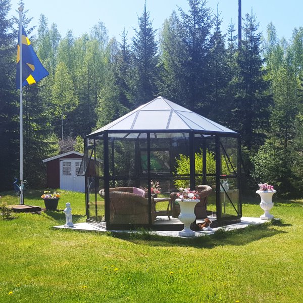 Orangeri och lusthus 7,8m² | Sexkantigt växthus| 4mm säkerhetsglas Orangeri och lusthus 7,8m² | Sexkantigt växthus| 4mm säkerhetsglas