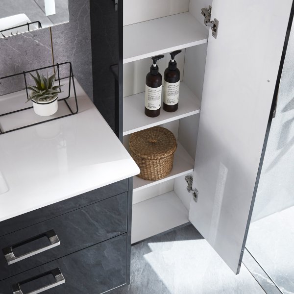 Badrumspaket | Kommod 120cm | Hgskp & LED-spegel |Svart