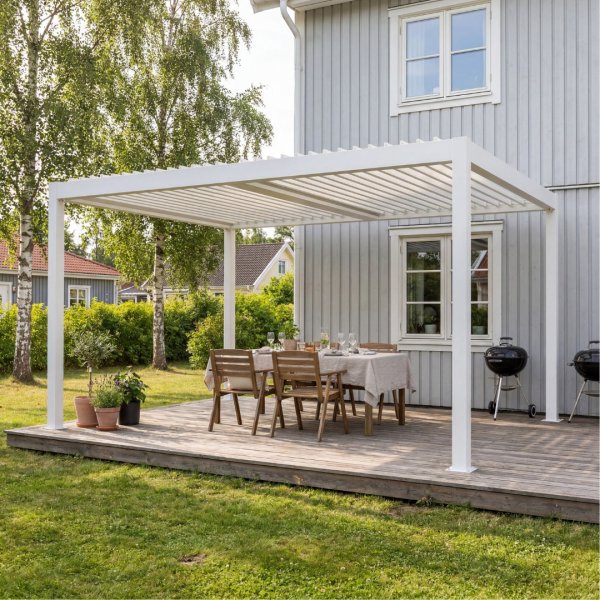 Pergola | �ppningsbart lamelltak | 4x3 | Vit