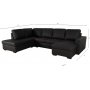 U-soffa | Divan, �ppet avslut & kallskum | Solna Gr�/Svart PU