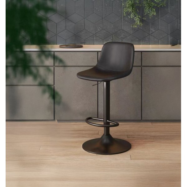 Svart barstol för kök & bar | Justerbar höjd med fotstöd Svart barstol för kök & bar | Justerbar höjd med fotstöd