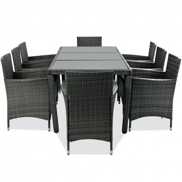 Matgrupp utembler med 8 stolar | Dynor ingr | Gr | Lyfco Lysekil