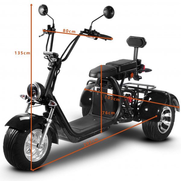 Fatscooter Trehjuling 2000W | Moped klass 1 - Svart Fatscooter Trehjuling 2000W | Moped klass 1 - Svart