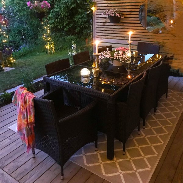 Matgrupp utemöbler med 8 stolar | Dynor ingår | Svart | Lyfco Lysekil Matgrupp utemöbler med 8 stolar | Dynor ingår | Svart | Lyfco Lysekil