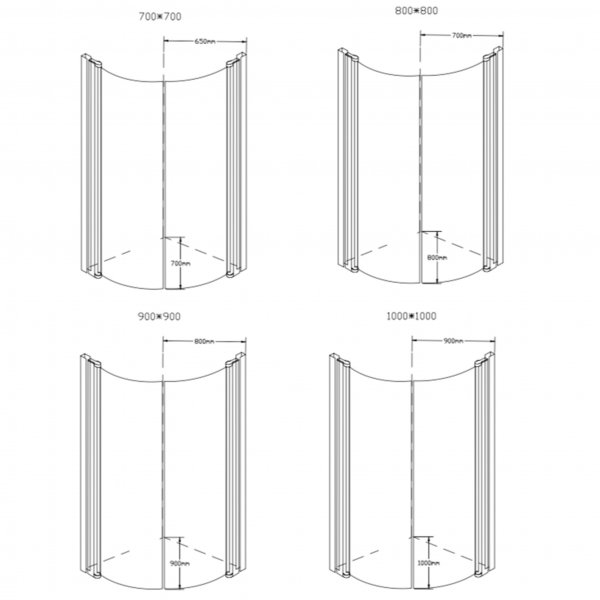 Duschväggar - Rundade vikdörrar Duschväggar - Rundade vikdörrar