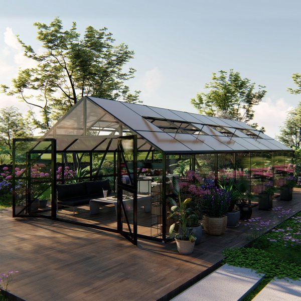 Premium glasväxthus 41m² | 5 års stormgaranti | 4mm säkerhetsglas Premium glasväxthus 41m² | 5 års stormgaranti | 4mm säkerhetsglas