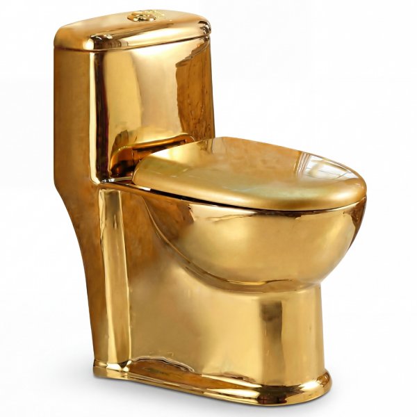 Klassisk guldtoalett | S-trap 300 mm | Lyxig WC med sifonisk spolning