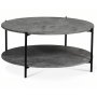 Shanghai Soffbord Ø90 cm – Cementimitation med svart metallram & hylla Shanghai Soffbord Ø90 cm – Cementimitation med svart metallram & hylla